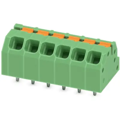 PCB terminal, 6 pole, pitch 3.5 mm, AWG 24-16, 16 A, spring-clamp connection, green, 1861975 - 1