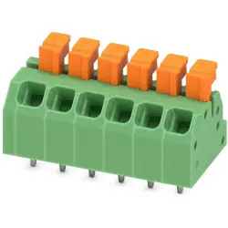 PCB terminal, 6 pole, pitch 3.5 mm, AWG 24-18, 13.5 A, spring-clamp connection, green, 1864325