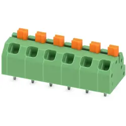 PCB terminal, 6 pole, pitch 5 mm, AWG 24-16, 16 A, spring-clamp connection, green, 1862453