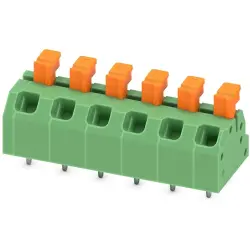 PCB terminal, 6 pole, pitch 5 mm, AWG 24-18, 13.5 A, spring-clamp connection, green, 1864477