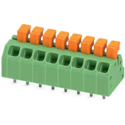PCB terminal, 8 pole, pitch 3.5 mm, AWG 24-18, 13.5 A, spring-clamp connection, green, 1864341