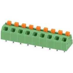 PCB terminal, 9 pole, pitch 5 mm, AWG 24-16, 16 A, spring-clamp connection, green, 1862482
