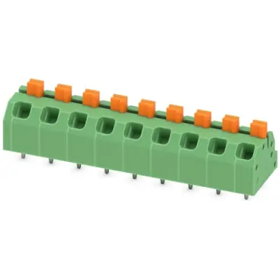 PCB terminal, 9 pole, pitch 5 mm, AWG 24-16, 16 A, spring-clamp connection, green, 1862482 - 1