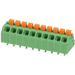 PCB terminal, 10 pole, pitch 3.5 mm, AWG 24-16, 16 A, spring-clamp connection, green, 1862123