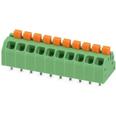 PCB terminal, 10 pole, pitch 3.5 mm, AWG 24-16, 16 A, spring-clamp connection, green, 1862123 - 1