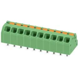 PCB terminal, 10 pole, pitch 3.5 mm, AWG 24-16, 16 A, spring-clamp connection, green, 1862013