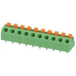 PCB terminal, 10 pole, pitch 5 mm, AWG 24-16, 16 A, spring-clamp connection, green, 1862495