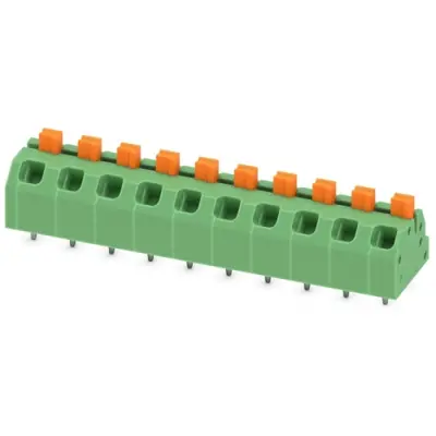 PCB terminal, 10 pole, pitch 5 mm, AWG 24-16, 16 A, spring-clamp connection, green, 1862495 - 1
