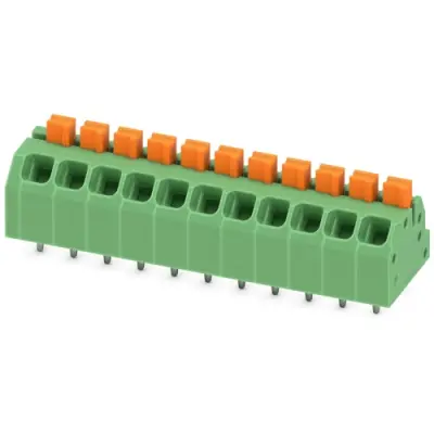 PCB terminal, 11 pole, pitch 3.5 mm, AWG 24-16, 16 A, spring-clamp connection, green, 1862136 - 1