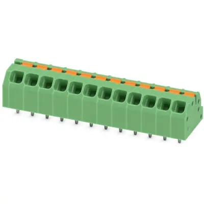 PCB terminal, 12 pole, pitch 3.5 mm, AWG 24-16, 16 A, spring-clamp connection, green, 1862039 - 1
