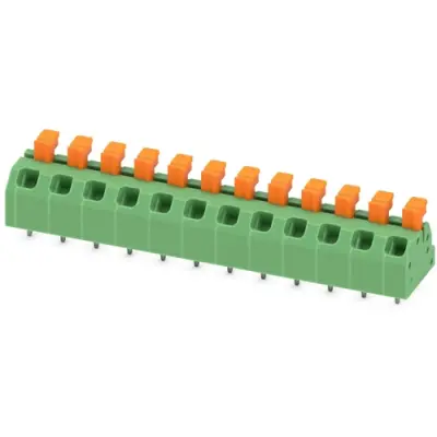 PCB terminal, 12 pole, pitch 5 mm, AWG 24-18, 13.5 A, spring-clamp connection, green, 1864532 - 1