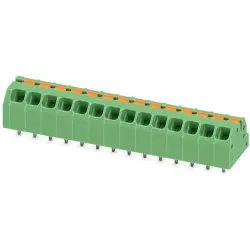 PCB terminal, 14 pole, pitch 3.5 mm, AWG 24-16, 16 A, spring-clamp connection, green, 1862204