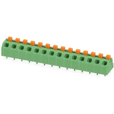 PCB terminal, 14 pole, pitch 5 mm, AWG 24-16, 16 A, spring-clamp connection, green, 1862534 - 1