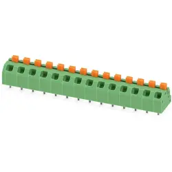 PCB terminal, 14 pole, pitch 5 mm, AWG 24-16, 16 A, spring-clamp connection, green, 1862534