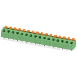 PCB terminal, 16 pole, pitch 5 mm, AWG 24-16, 16 A, spring-clamp connection, green, 1862550
