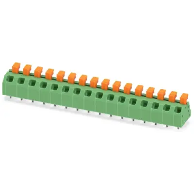 PCB terminal, 16 pole, pitch 5 mm, AWG 24-18, 13.5 A, spring-clamp connection, green, 1864574 - 1