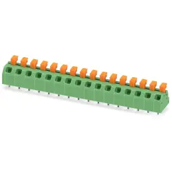 PCB terminal, 16 pole, pitch 5 mm, AWG 24-18, 13.5 A, spring-clamp connection, green, 1864574
