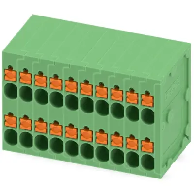 PCB terminal, 20 pole, pitch 3.5 mm, AWG 26-16, 10 A, spring-clamp connection, green, 1841571 - 1