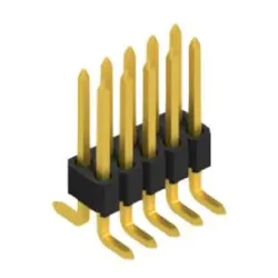 Pin header, 10 pole, pitch 1.27 mm, angled, black, SLV W 4 SMD 048 10 G