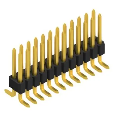 Pin header, 24 pole, pitch 1.27 mm, angled, black, SLV W 4 SMD 048 24 G - 1