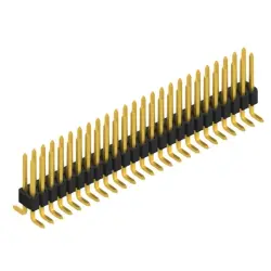 Pin header, 50 pole, pitch 1.27 mm, angled, black, SLV W 4 SMD 048 50 G