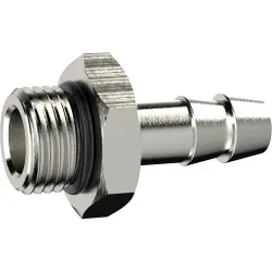 Screw-in hose nozzle, L 34.5 mm, 80 bar, brass, nickel-plated, for hose, 163346