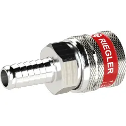 Safety coupling, L 58 mm, 35 bar, brass, nickel-plated, for hose, 129974