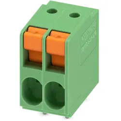 PCB terminal, 2 pole, pitch 5.08 mm, AWG 24-12, 32 A, spring-clamp connection, green, 1017503