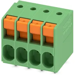 PCB terminal, 4 pole, pitch 5.08 mm, AWG 24-12, 32 A, spring-clamp connection, green, 1017505