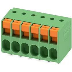PCB terminal, 6 pole, pitch 5.08 mm, AWG 24-12, 32 A, spring-clamp connection, green, 1017507