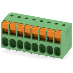 PCB terminal, 8 pole, pitch 5.08 mm, AWG 24-12, 32 A, spring-clamp connection, green, 1017509