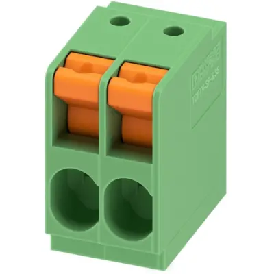PCB terminal, 2 pole, pitch 6.35 mm, AWG 24-10, 41 A, spring-clamp connection, green, 1017521 - 1