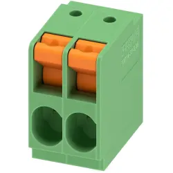 PCB terminal, 2 pole, pitch 6.35 mm, AWG 24-10, 41 A, spring-clamp connection, green, 1017521