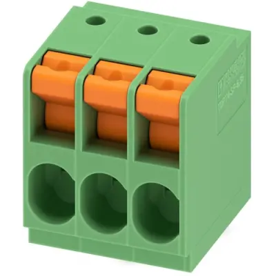 PCB terminal, 3 pole, pitch 6.35 mm, AWG 24-10, 41 A, spring-clamp connection, green, 1017522 - 1