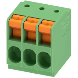 PCB terminal, 3 pole, pitch 6.35 mm, AWG 24-10, 41 A, spring-clamp connection, green, 1017522
