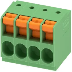 PCB terminal, 4 pole, pitch 6.35 mm, AWG 24-10, 41 A, spring-clamp connection, green, 1017523
