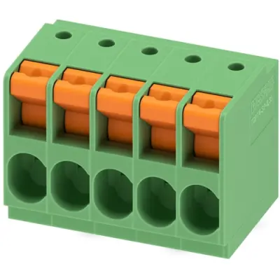 PCB terminal, 5 pole, pitch 6.35 mm, AWG 24-10, 41 A, spring-clamp connection, green, 1017524 - 1