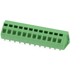 PCB terminal, 12 pole, pitch 5.08 mm, AWG 24-14, 16 A, spring-clamp connection, green, 1905984
