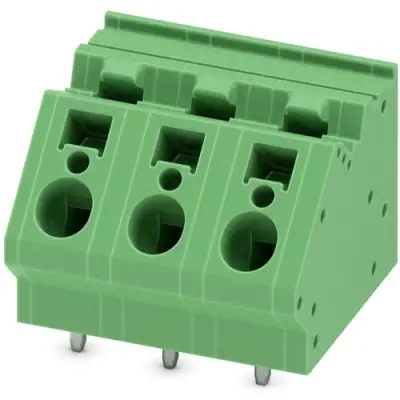 PCB terminal, 3 pole, pitch 10 mm, AWG 24-10, 32 A, spring-clamp connection, green, 1722558 - 1