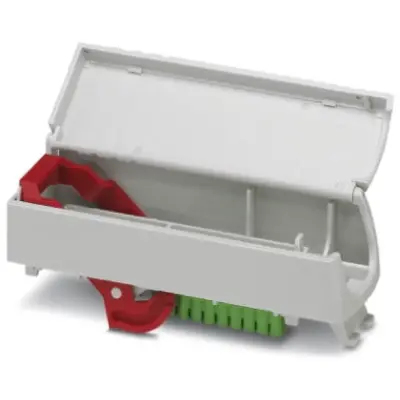 Front connection module, PC, (W x H x D) 39.7 x 128 x 48.3 mm, light gray, for series ME, 2201492 - 1