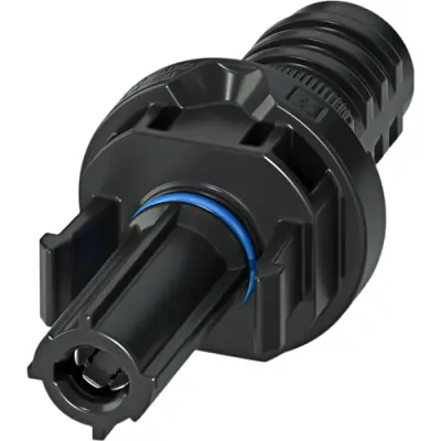 Front panel device connector, blue/black, 1500 VDC, 38 A, 2.5-6.0 mm², cable Ø 5.8 mm, 1231072 - 1