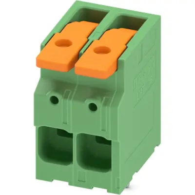 PCB terminal, 2 pole, pitch 10 mm, AWG 18-4, 76 A, push-in, green, 1119810 - 1