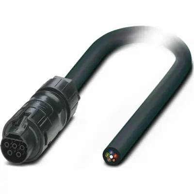Power cable, 5 m, socket, 5 pole straight to open end, 1150674 - 1