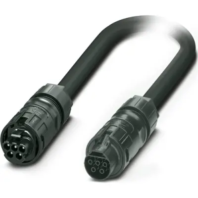 Power cable, 10 m, socket, 5 pole straight to plug, 5 pole straight, 1150681 - 1