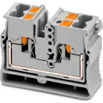 4 wire mini through terminal, push-in connection, 0.14-4.0 mm², 1 pole, 24 A, 8 kV, gray, 1429280 - 1