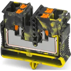 4 wire mini through terminal, push-in connection, 0.14-4.0 mm², 1 pole, 24 A, 8 kV, yellow/black, 1429443