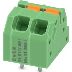 PCB terminal, 2 pole, pitch 3.5 mm, AWG 24-16, 16 A, push-in spring connection, green, 1071010