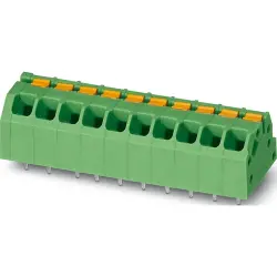 PCB terminal, 10 pole, pitch 3.5 mm, AWG 24-16, 16 A, push-in spring connection, green, 1071018