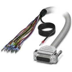 Connection cable, 1 m, D-Sub socket, 15 pole to open end, 2926098