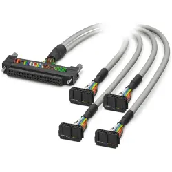 Connection cable, 1 m, Fujitsu plug connector, 40 pole straight to IDC/FLK socket header, 4 x 14 pole angled, 2903503